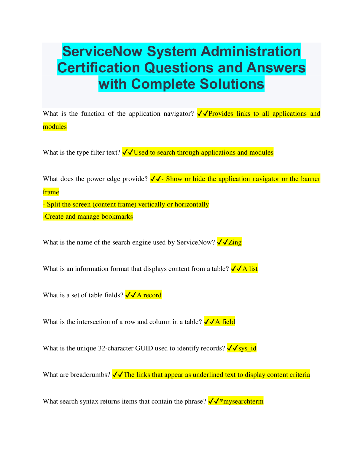 ServiceNow System Administration Certification Questions and Answers
